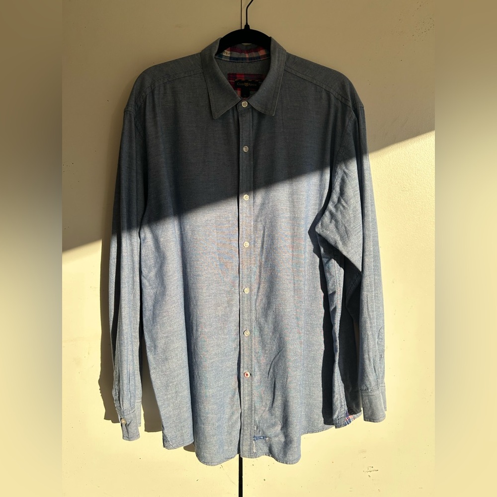 Club room long sleeve button up shirt size XL blue Heathered used